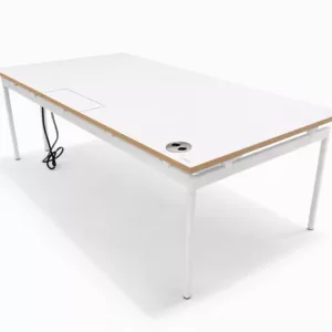⸻
Bureau professionnel Steelcase 160x 80 cm blanc avec trappe passe-câbles – mobilier de bureau d’occasion