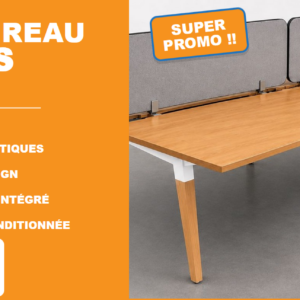 Alternative view of Bench bureau professionnel 4 postes Steelcase – 320 x 160 cm – Piètement bois