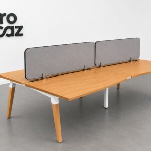 Bench bureau professionnel 4 postes Steelcase – 320 x 160 cm – Piètement bois