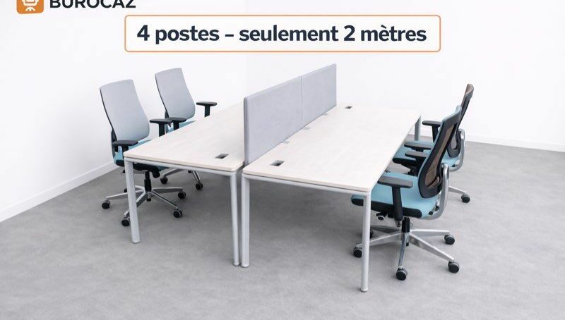 Bench bureau compact 4 postes 200x160 cm