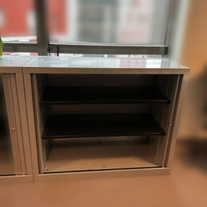 Armoire basse rideau coulissant gris allu