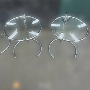 Table basse réglable vintage E 1027 en chrome et cristal par Eileen Gray