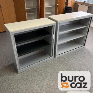 Armoire basse métallique ouverte grise