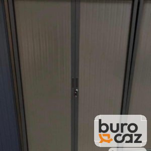 Armoire haute métallique à rideaux anthracite et gris