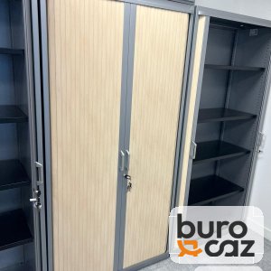 Armoire haute métallique à rideaux érable