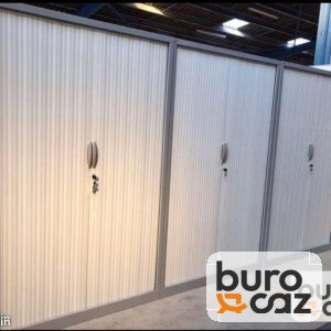 Armoire haute métallique à rideaux gris aluminium