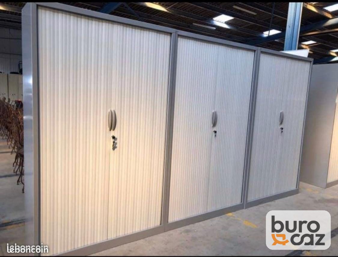 Armoire haute métallique à rideaux gris aluminium