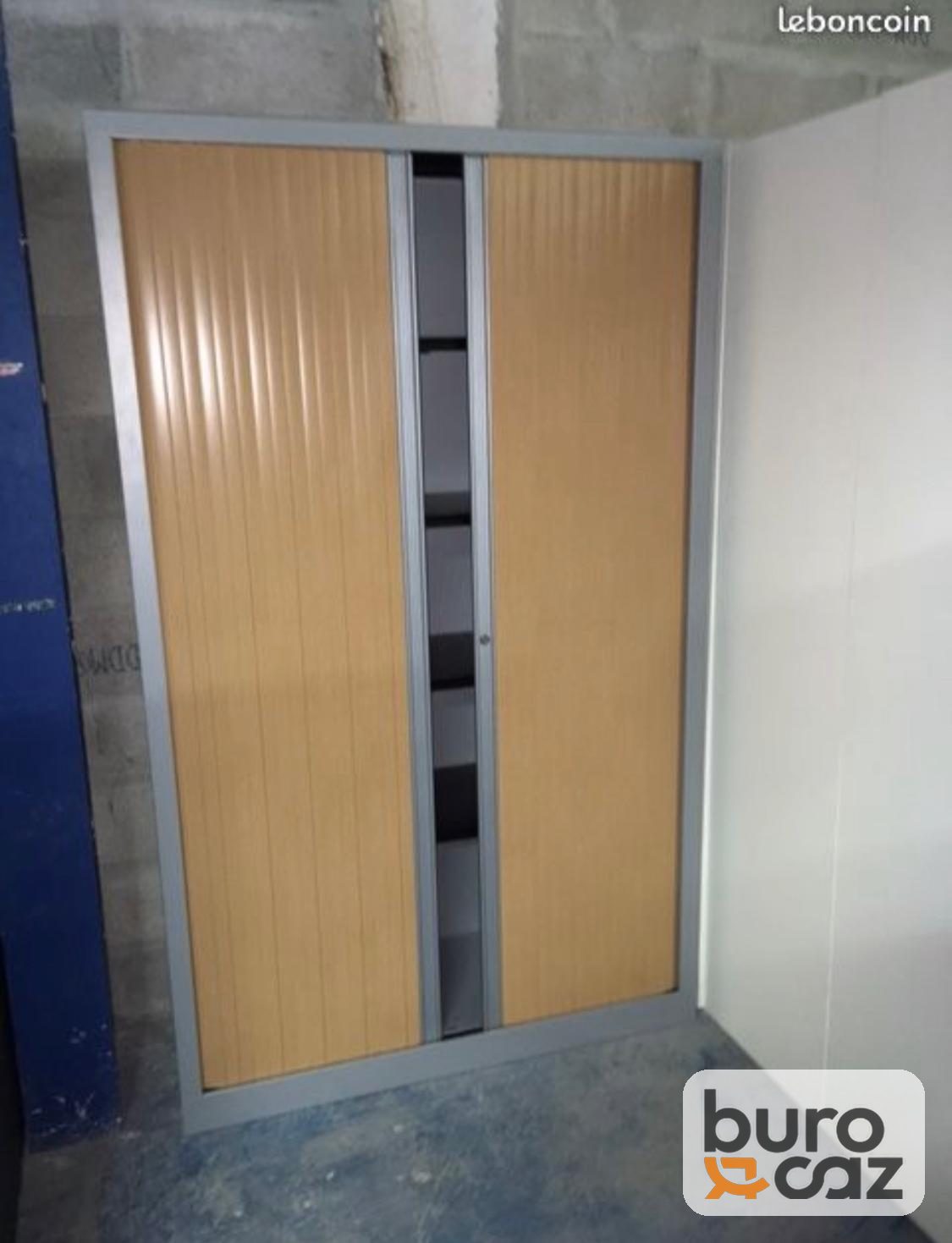 Armoire haute métallique à rideaux hêtre structure grise — photo 2