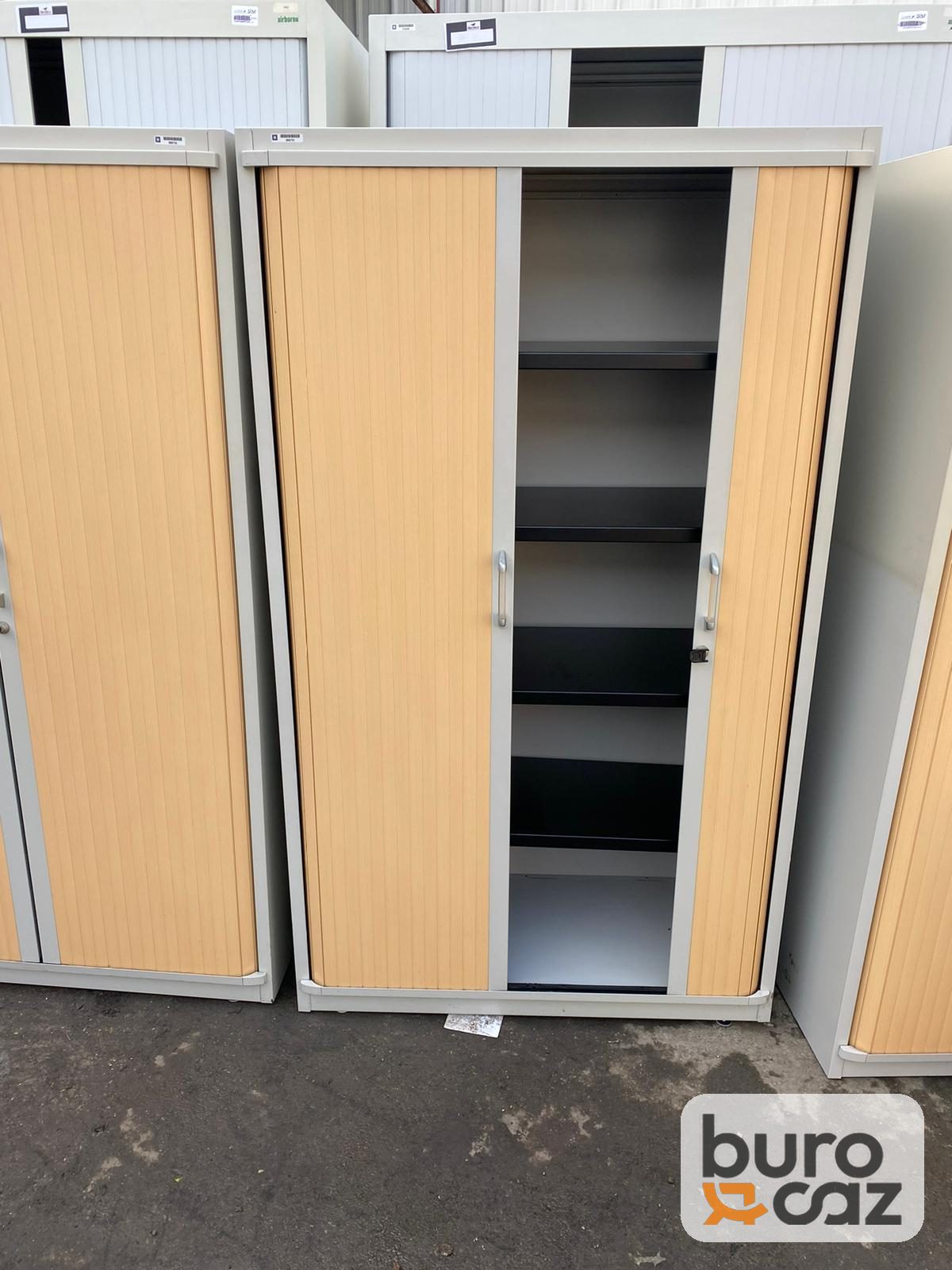 Armoire haute métallique à rideaux hêtre structure grise — photo 3