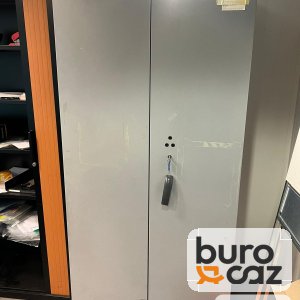Armoire métallique haute 2 portes battantes grise