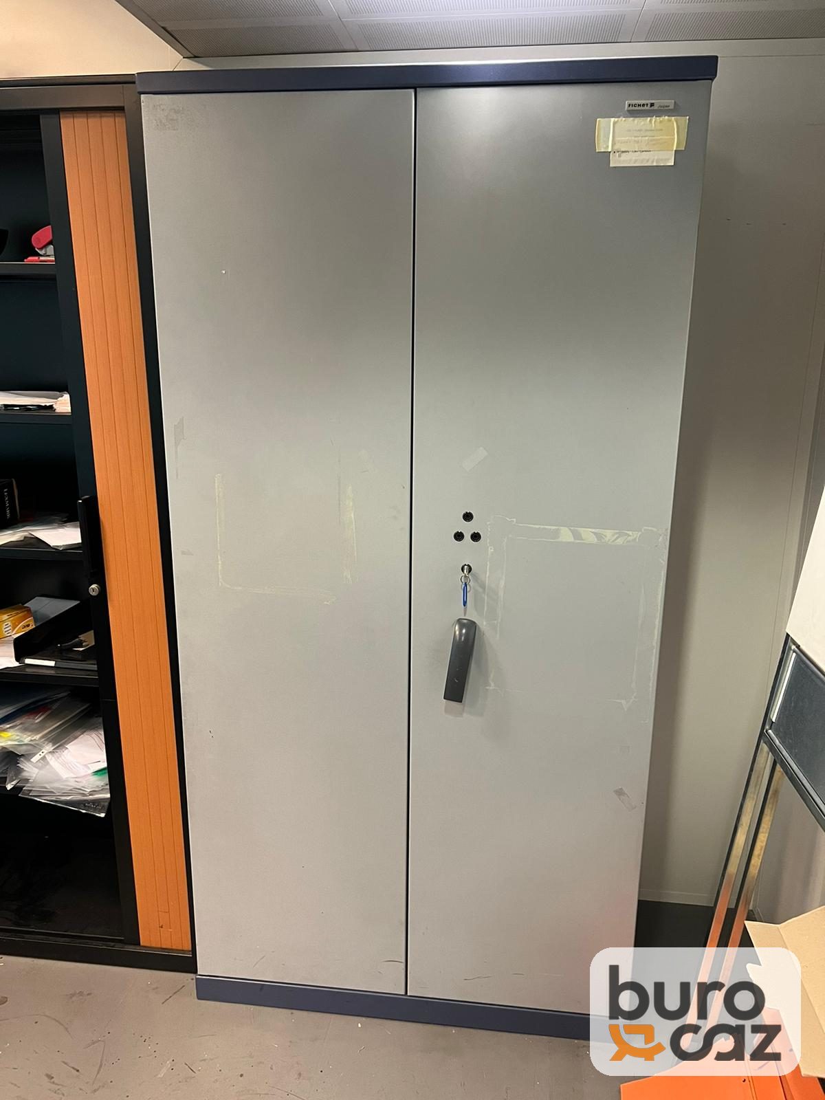 Armoire métallique haute 2 portes battantes grise
