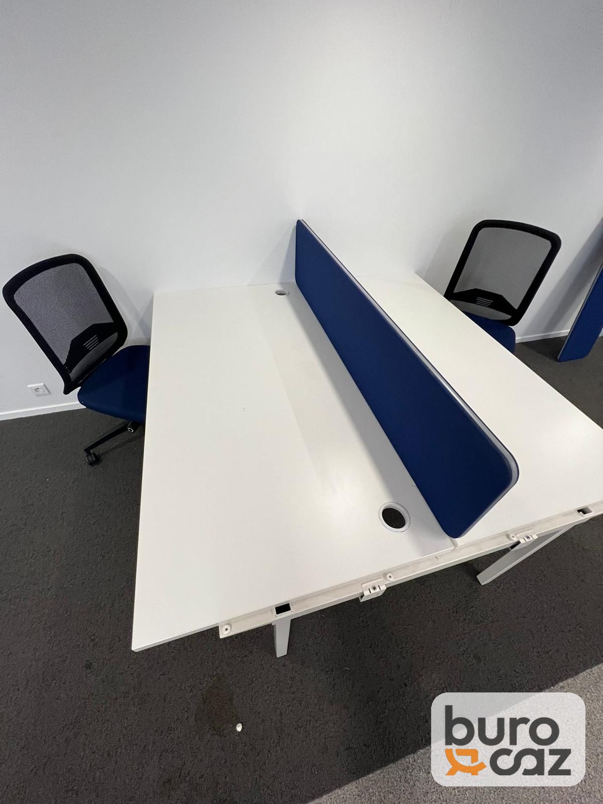 Bench 2 postes blanc avec séparateur bleu — photo 3