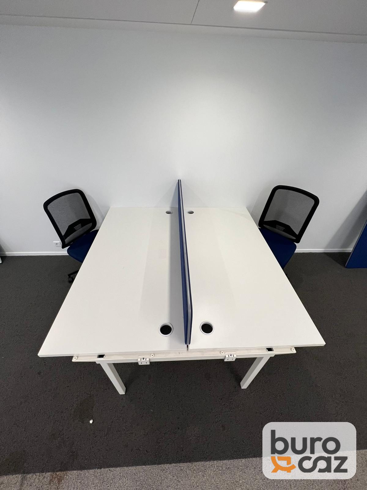 Bench 2 postes blanc avec séparateur bleu — photo 4