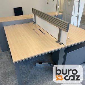 Bench 2 postes plateau érable avec écran séparateur