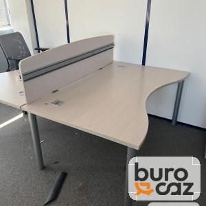 Bench 2 postes plateau vague gris clair avec séparateur