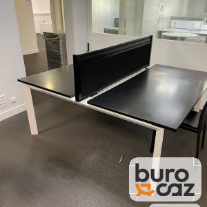 Bureau bench 2 postes noir avec séparateur