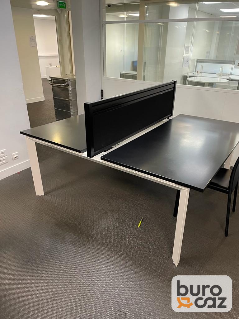 Bureau bench 2 postes noir avec séparateur