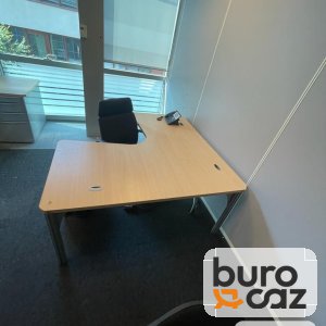 Bureau compact d'angle plateau bois clair