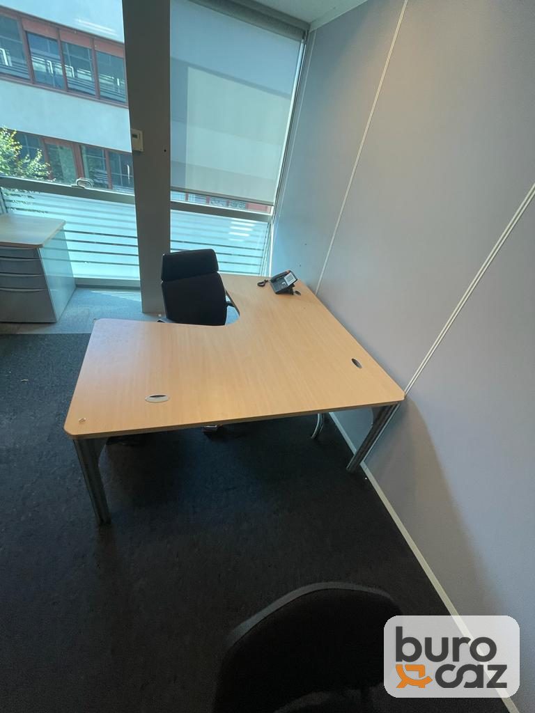 Bureau compact d'angle plateau bois clair