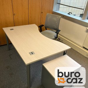 Bureau vague plateau bois clair avec caisson
