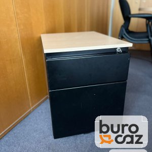 Caisson de bureau noir 2 tiroirs dessus bois