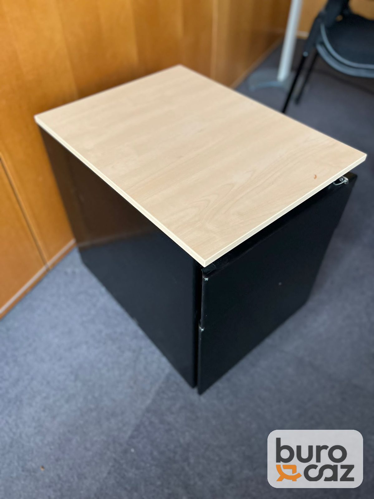 Caisson de bureau noir 2 tiroirs dessus bois — photo 4