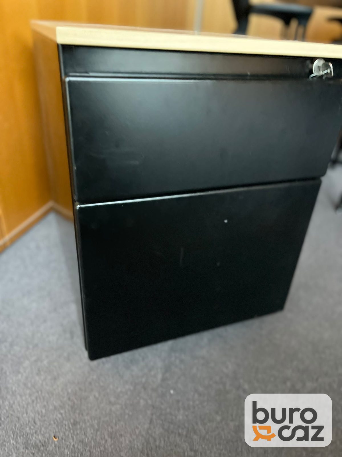 Caisson de bureau noir 2 tiroirs dessus bois — photo 5