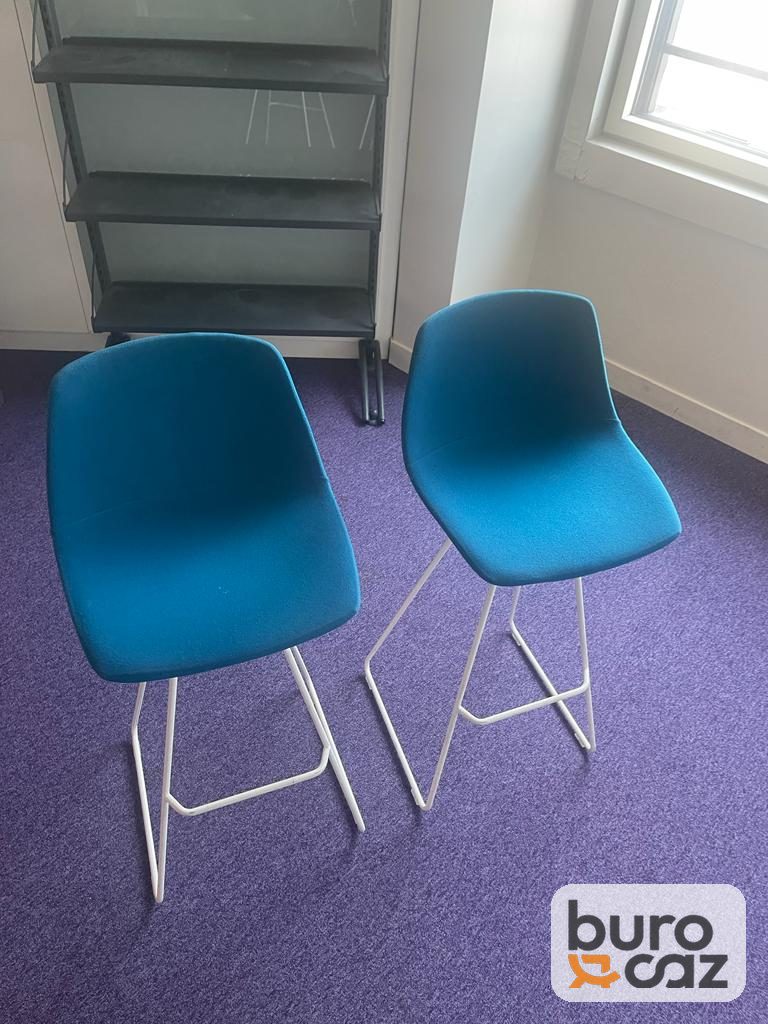 Chaise haute coque bleu canard piètement fil blanc — photo 2