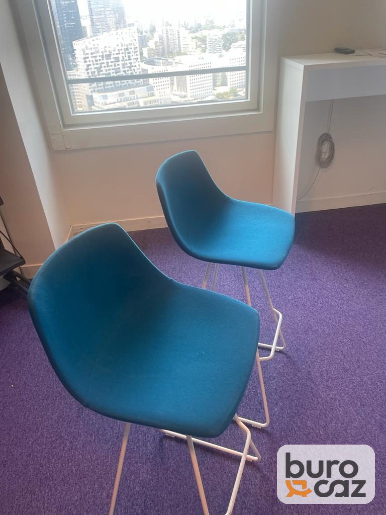 Chaise haute coque bleu canard piètement fil blanc — photo 5