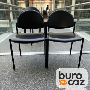 Chaise visiteur empilable dossier rond simili cuir noir