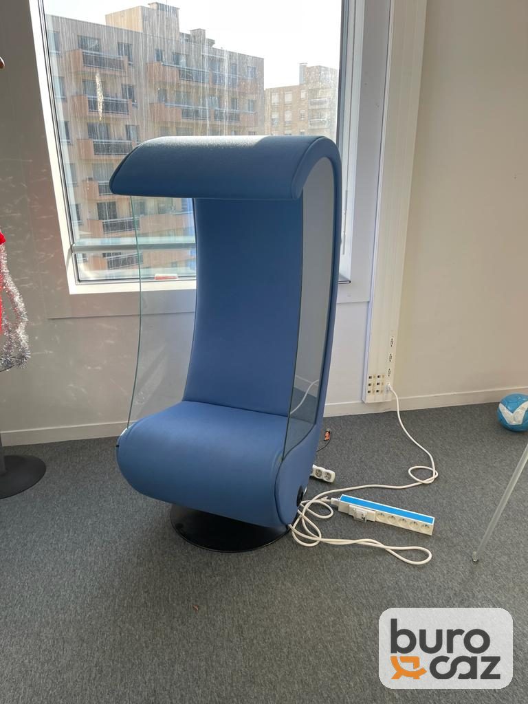 Fauteuil acoustique haut dossier bleu avec parois vitrées — photo 3