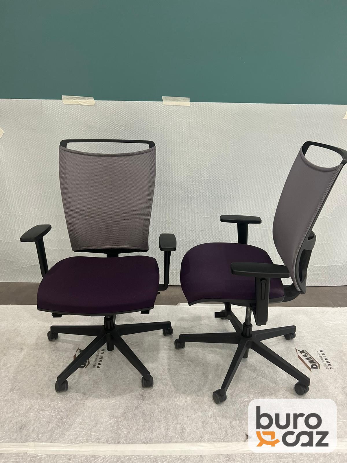 Fauteuil de bureau ergonomique résille grise assise violette — photo 2