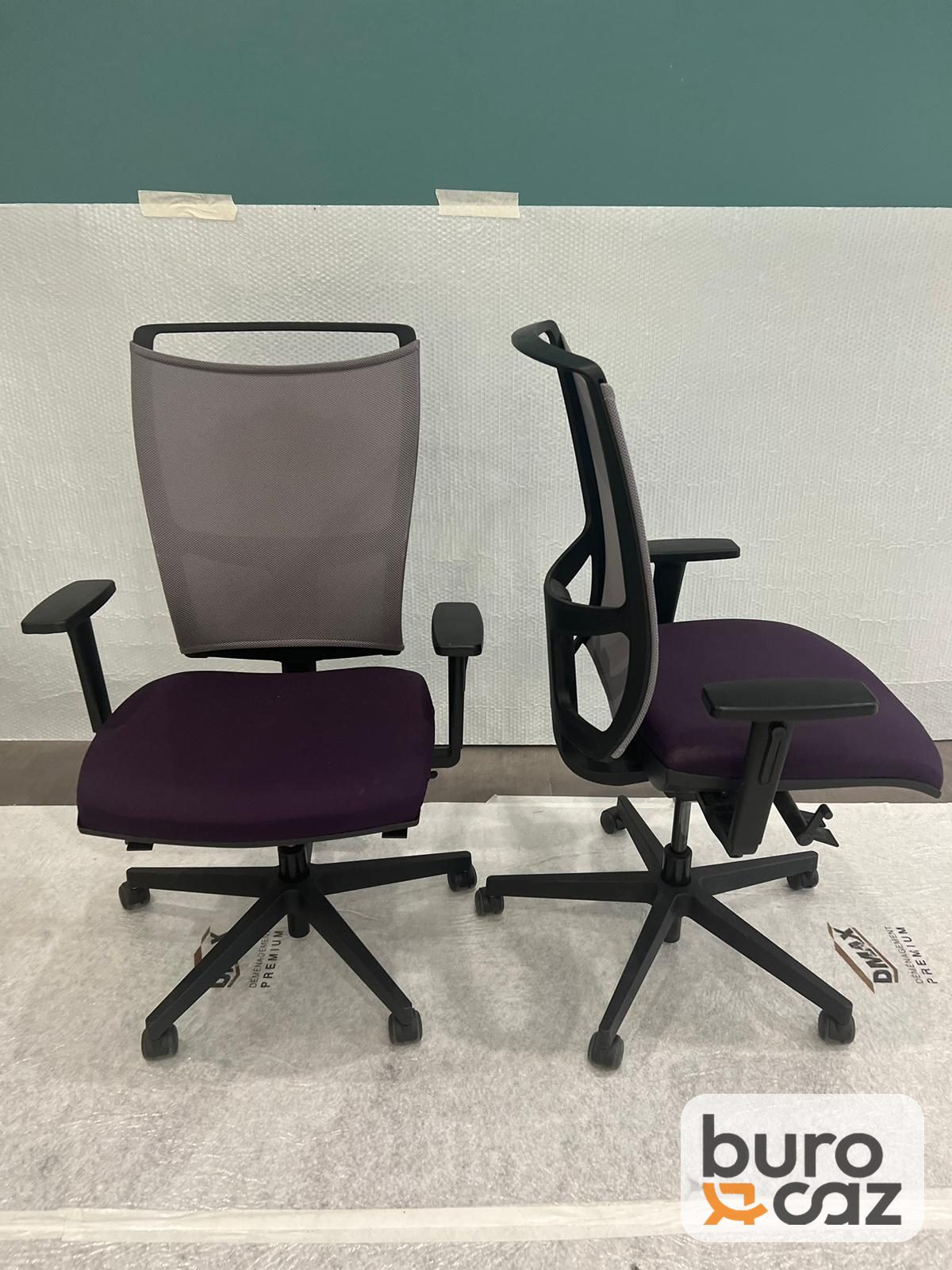 Fauteuil de bureau ergonomique résille grise assise violette — photo 4