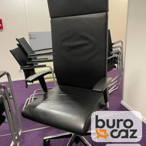 Fauteuil de direction cuir noir dossier haut avec appui-tête