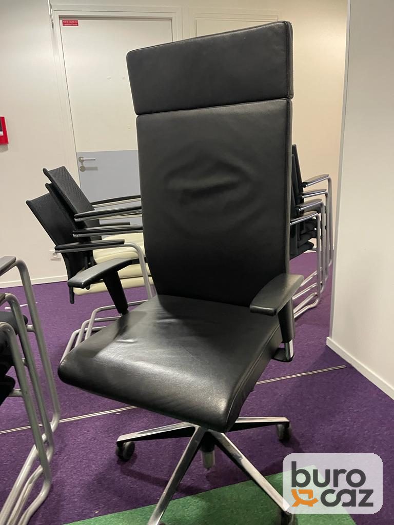 Fauteuil de direction cuir noir dossier haut avec appui-tête