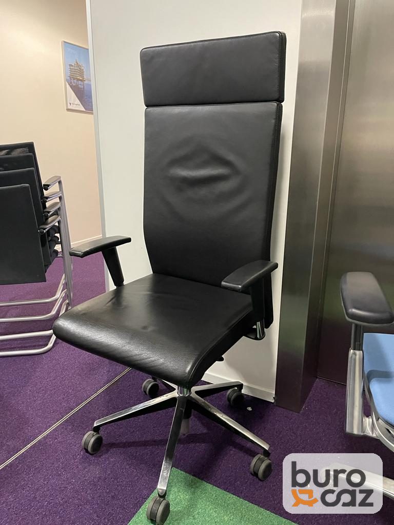 Fauteuil de direction cuir noir dossier haut avec appui-tête — photo 3