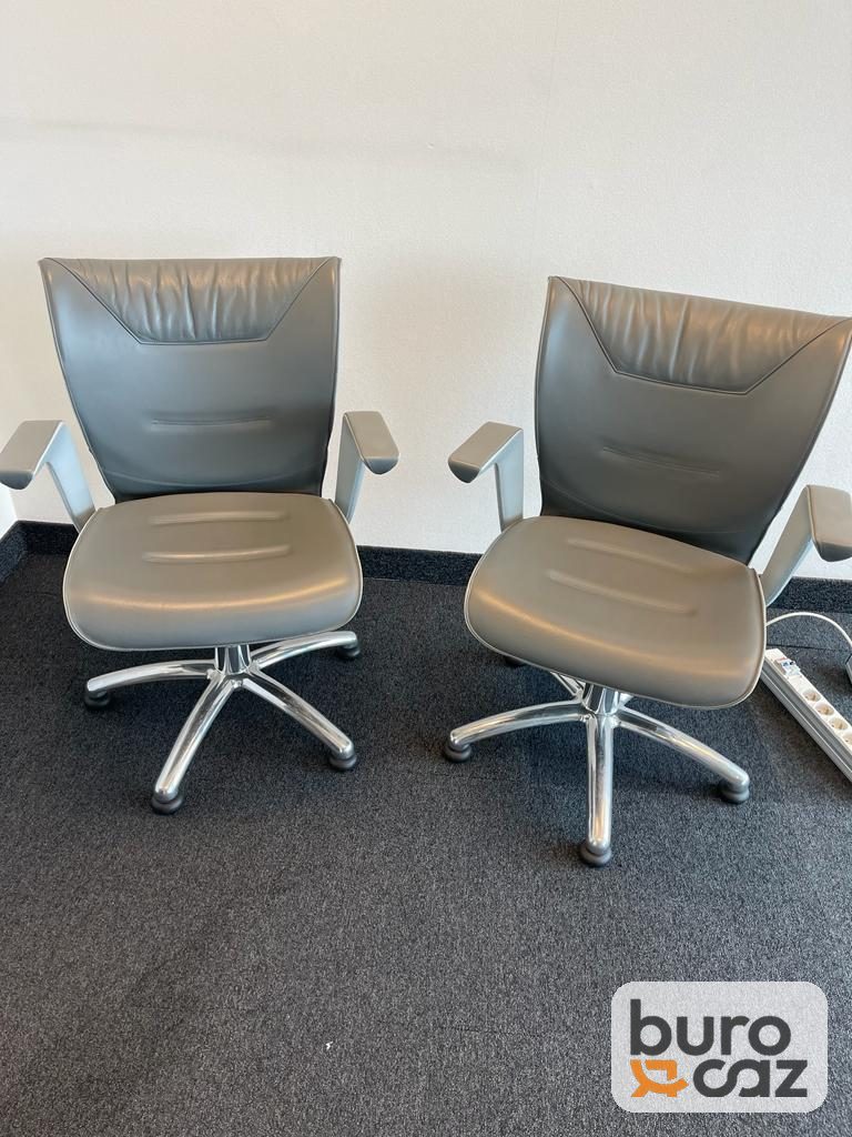 Fauteuil de réunion pivotant cuir gris