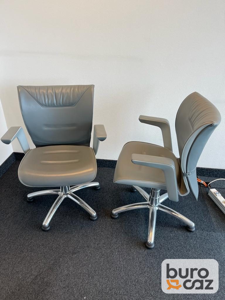 Fauteuil de réunion pivotant cuir gris — photo 2