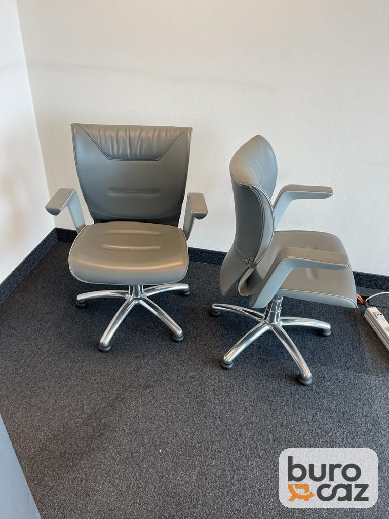 Fauteuil de réunion pivotant cuir gris — photo 4