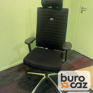 Fauteuil ergonomique tissu noir avec appui-tête