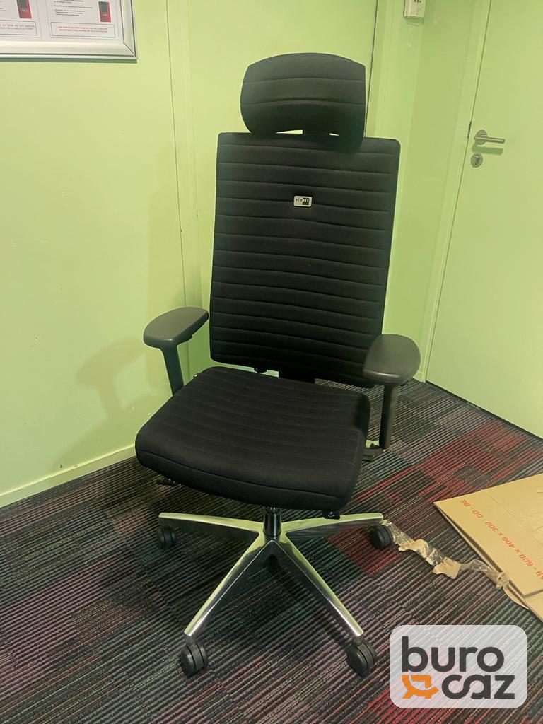 Fauteuil ergonomique tissu noir avec appui-tête