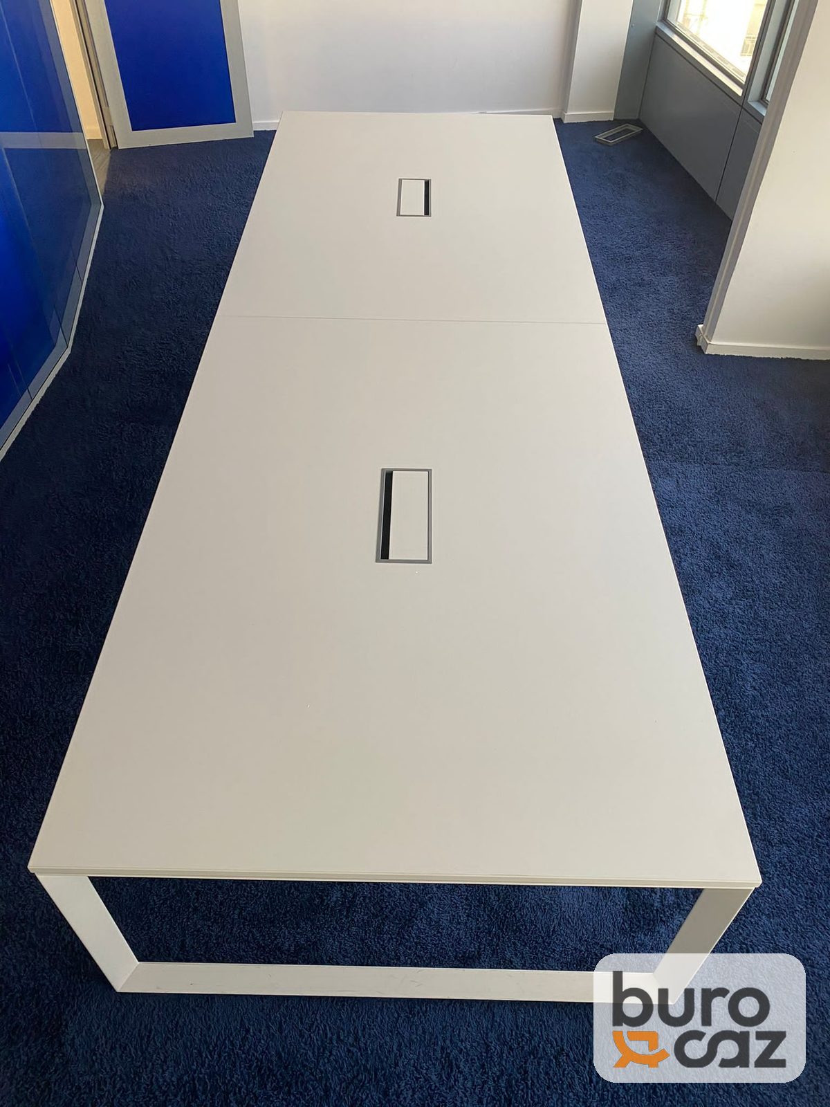 Grande table de réunion blanche piètement cadre — photo 5