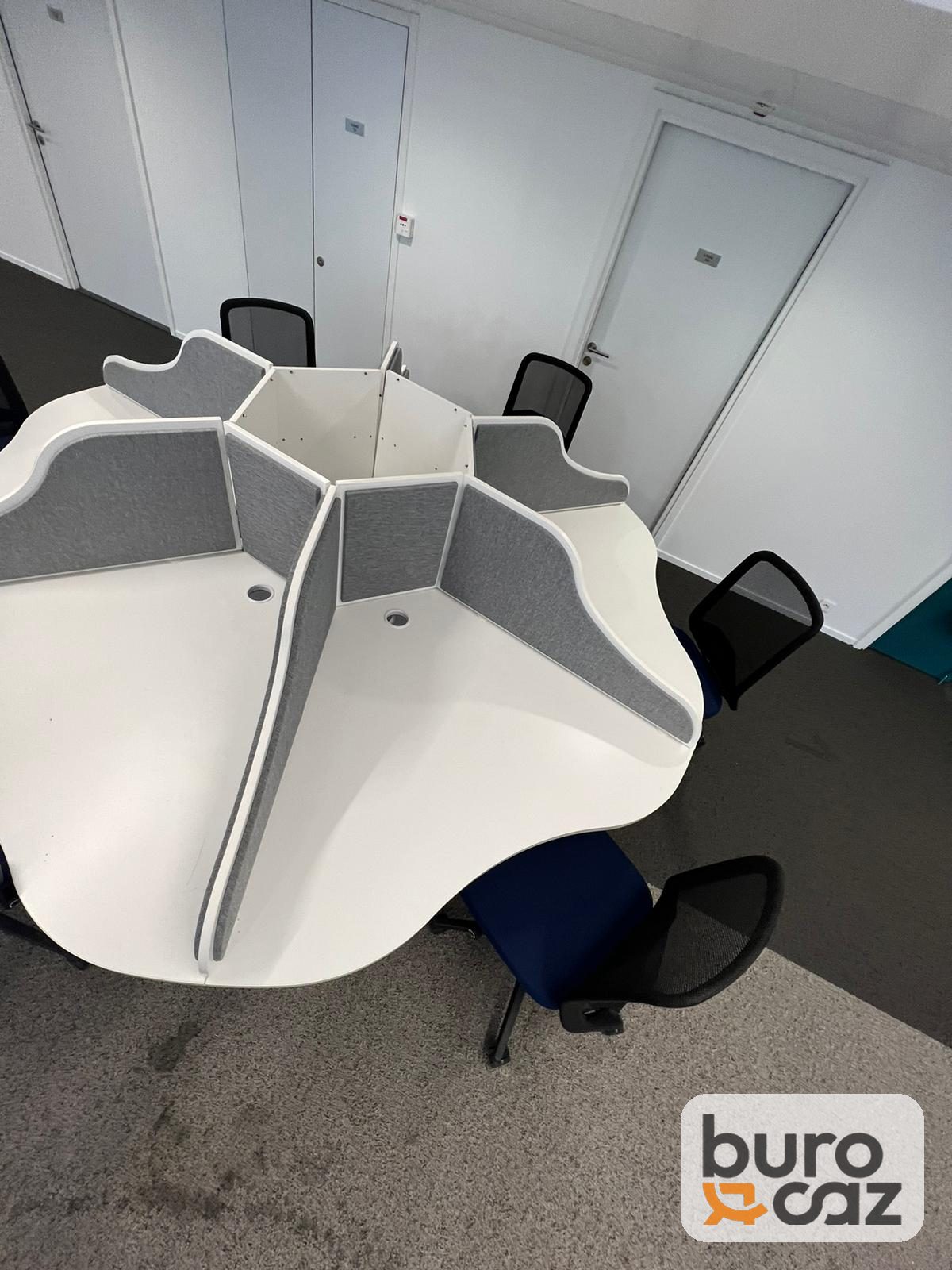 Poste de travail en étoile 6 personnes blanc avec séparateurs — photo 2