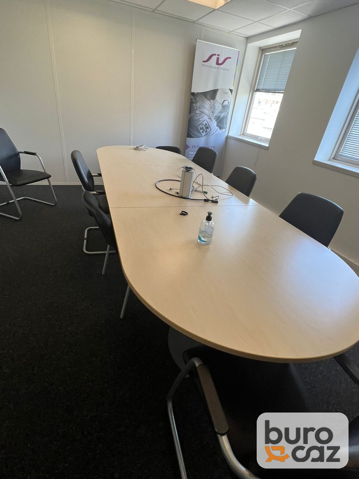 Table de réunion érable extrémités arrondies