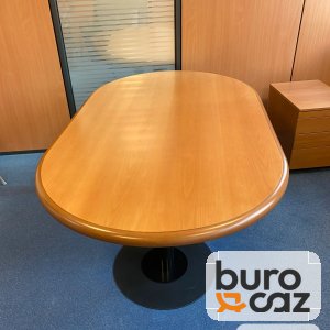 Table de réunion forme oblongue hêtre pied central noir