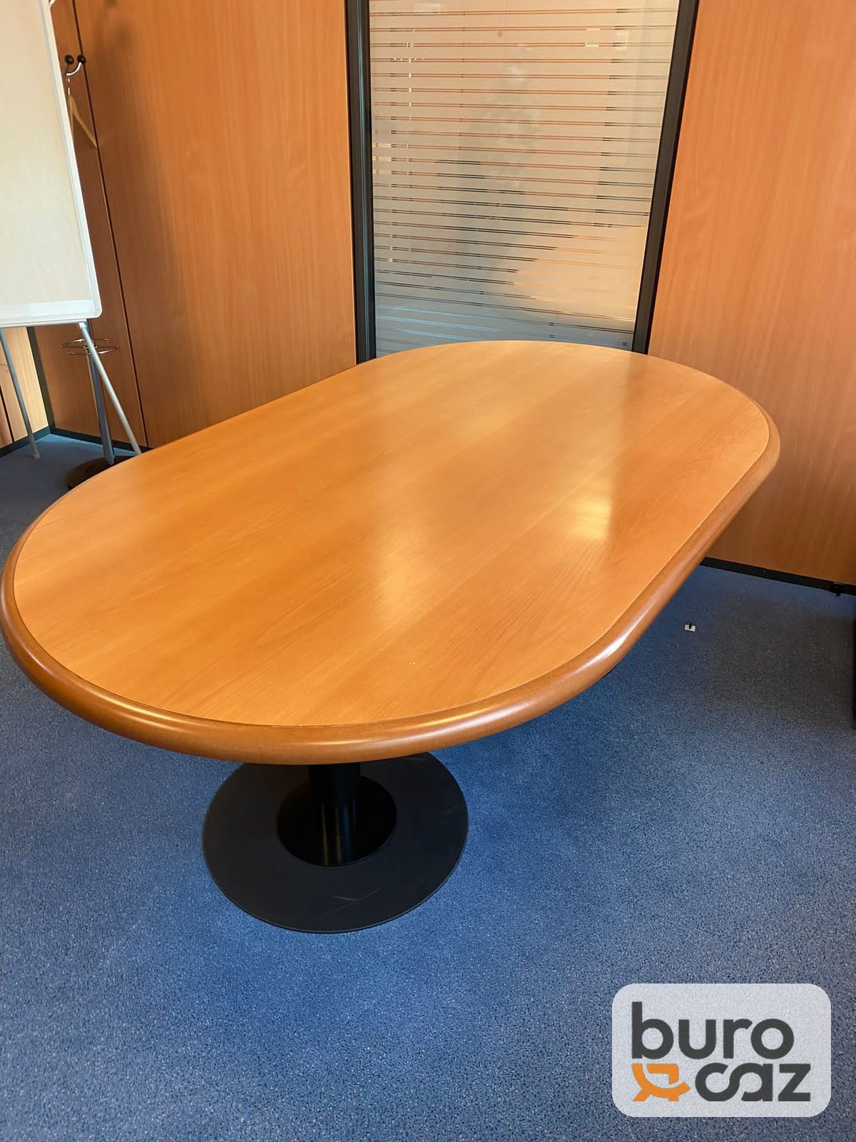 Table de réunion forme oblongue hêtre pied central noir — photo 5