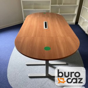 Table de réunion merisier bouts arrondis – piètement en T