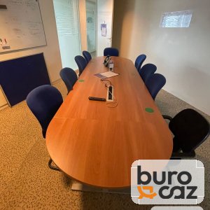 Table de réunion merisier tonneau – 10 personnes