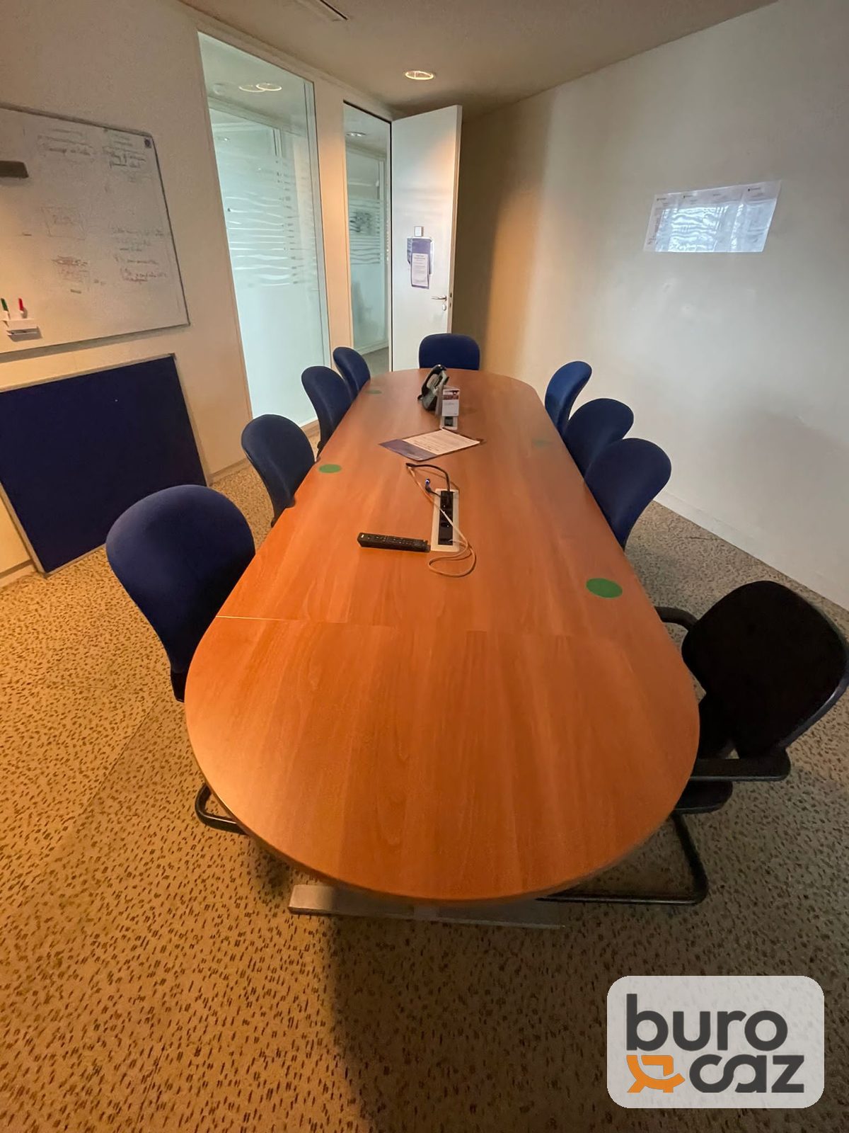 Table de réunion merisier tonneau – 10 personnes