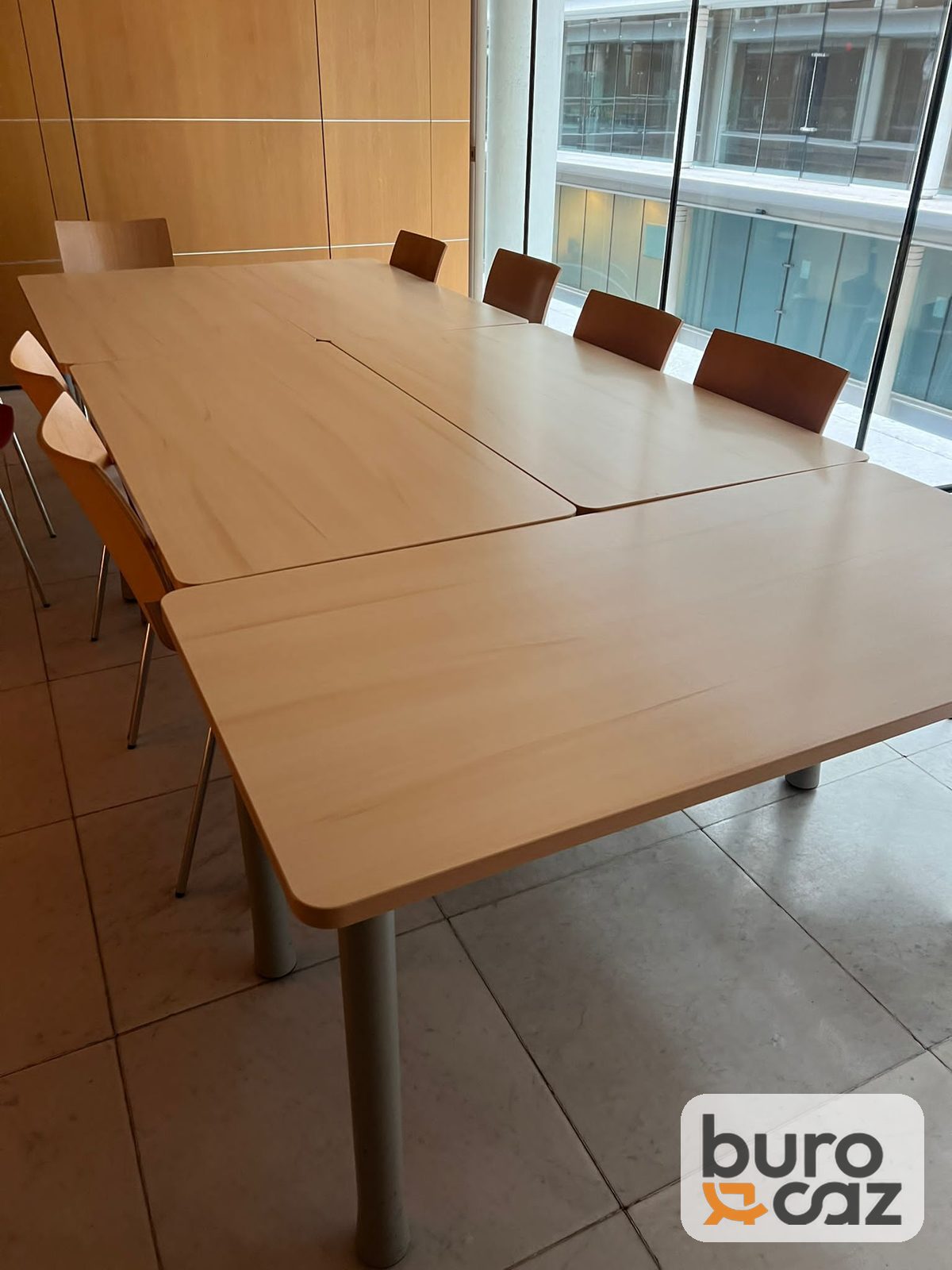 Table de réunion modulable bois piètement métal